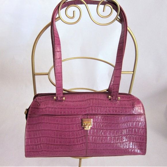 Etienne Aigner Bags Etienne Aigner Pink Croc Embossed Leather